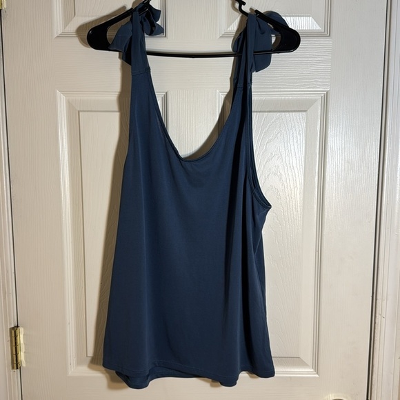 Crosby Blue sheer tie shoulder tank top modal bland oversized size XL - Picture 5 of 7